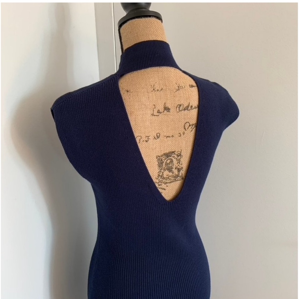 Aritzia Wilfred Pinot Dress Mock-Neck Sweater Dress In Blue Indigo Size L View 6